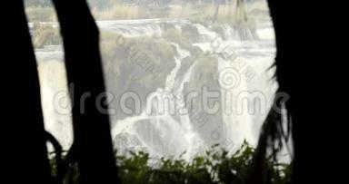 从赞比亚维多利亚瀑布的黑暗丛林中观看4k